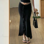 Solid Ruffles Bandage Street Skirt