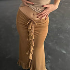 Solid Ruffles Bandage Street Skirt