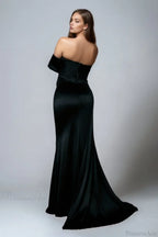 Solid Satin Off-the-Shoulder High Waist Mermaid Evening Dress