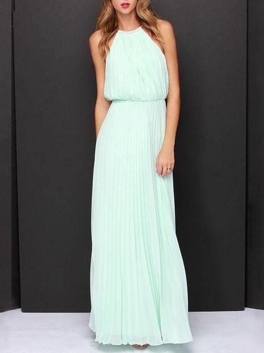 Solid Sleeveless Off shoulder Dress