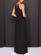 Solid Sleeveless Off shoulder Dress