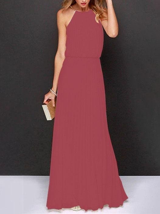 Solid Sleeveless Off shoulder Dress