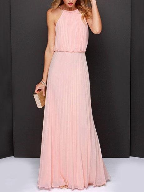 Solid Sleeveless Off shoulder Dress
