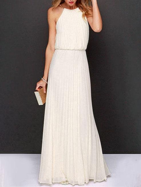 Solid Sleeveless Off shoulder Dress