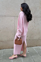 Solid Soft Minimalist Knit Cami Midi Skirt Three Piece Set