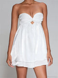 Solid Strapless High-Waist Mini Dress