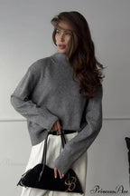 Solid Thick Short Turtleneck Loose Sweater