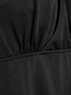Solid V neck Chain Sleeveless Tight Dress