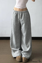Solid Warm Wide Leg Tie Waist Pants