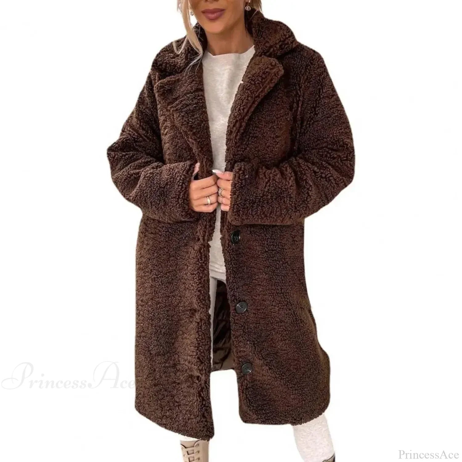 Solid Woolen Coat with Belted Overcoat