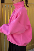 Solid Zipped Lapel Sweatshirt