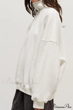 Solid Zipped Lapel Sweatshirt