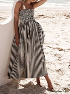 Sophistication Unique Stripe Charming Pleated Maxi Dress