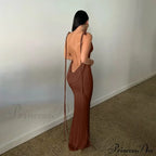 Spaghetti Strap Backless Bandage Maxi Dress
