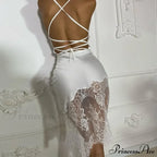 Spaghetti Strap Lace Bandaged Backless Elegant Nightclub Stylish Midi Dress