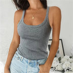 Spaghetti Vest Quality Knitted Camis U-neck Tank Tops