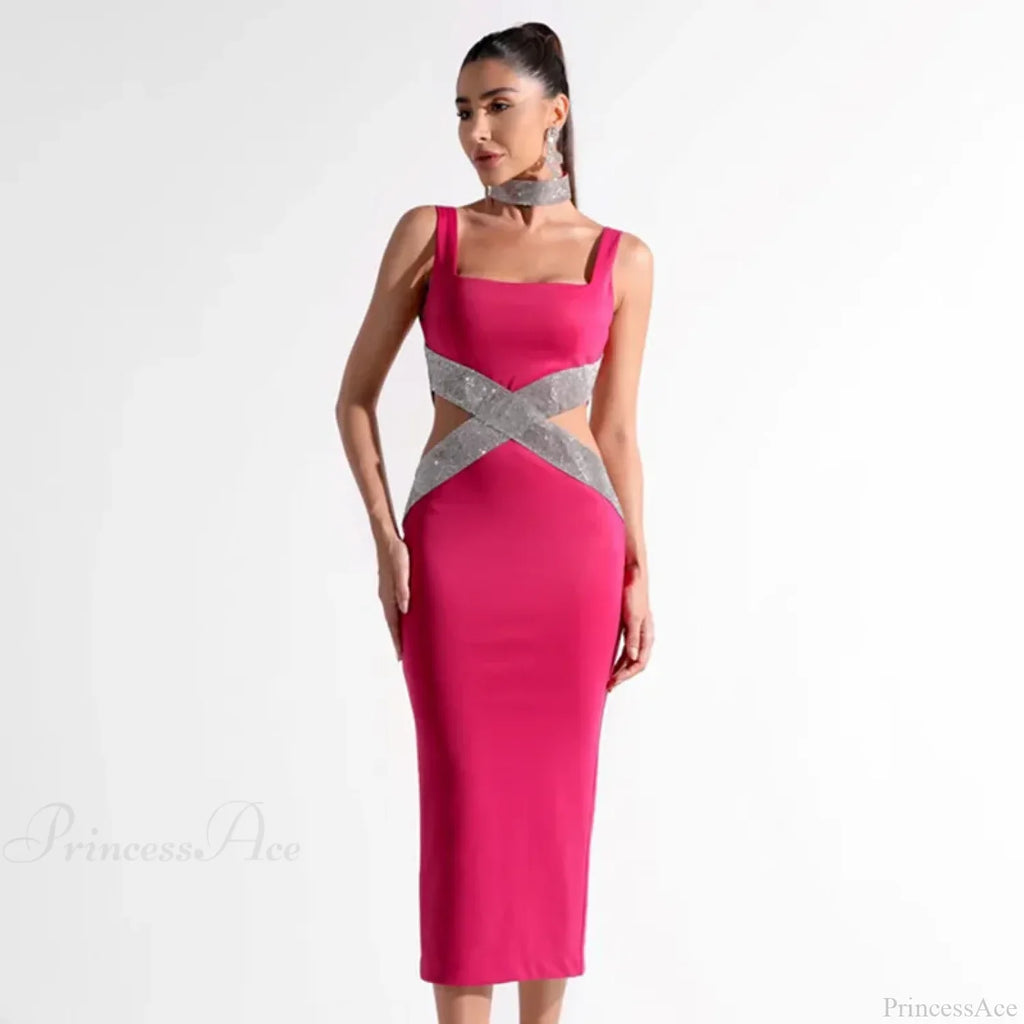 Sparkling Diamonds Midi Party Dress