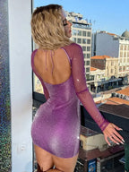 Sparkling Mesh Wrap Mini Dress