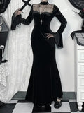 Spider Web Mesh Patchwork Long Dress