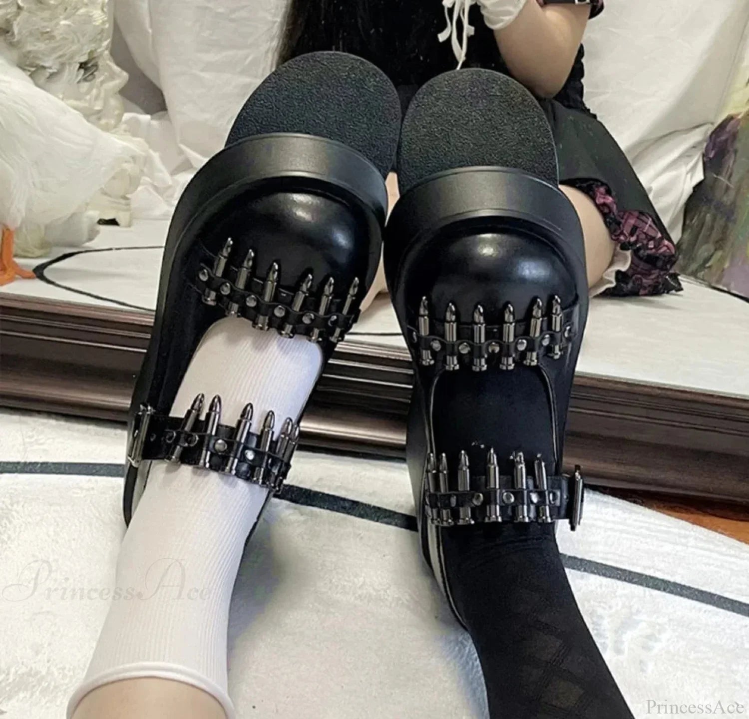 Spiked Gothic Leather Elevated Sneaker