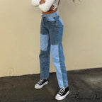 Splicing Thin Casual Straight Hip-Hop Street Denim Jean