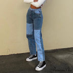 Splicing Thin Casual Straight Hip-Hop Street Denim Jean