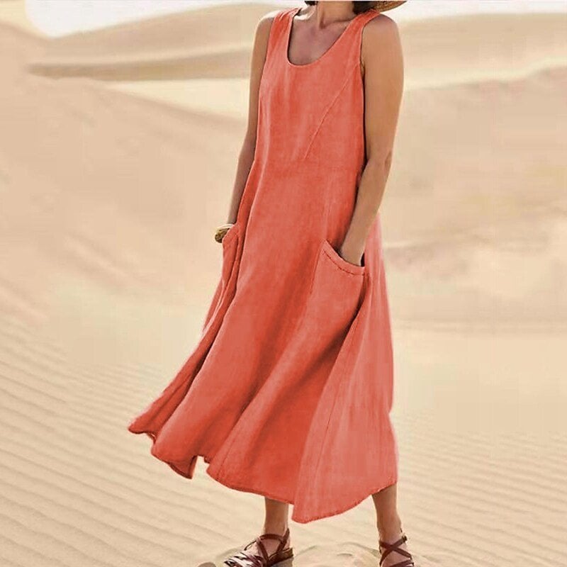 Gundisalva Timeless Sleeveless Dress with Pockets Chic Silhouette Collection