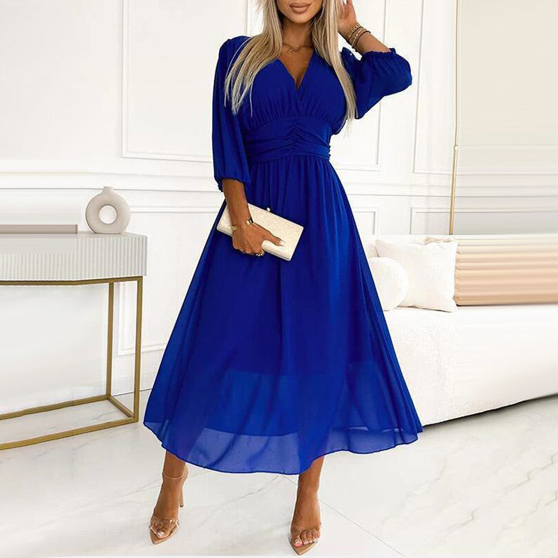 Patricia Minimalist Feminine V Dresses Made of Light Chiffon Evening Wear Edit