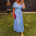 Esther Effortless Women's V Neck Summer Dress with Breathable Fabric Boutique Collection