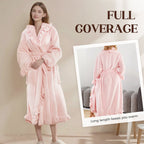 Fleece Dressing Gown â€?Warm Winter Bathrobe with Long Sleeves, French Vintage Style, Fluffy Housecoat for Home