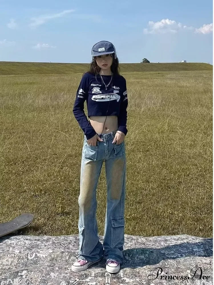 Spring and Autumn New Thin and Small Style Design Feel Loose Straight Leg Fashion Women's Jean