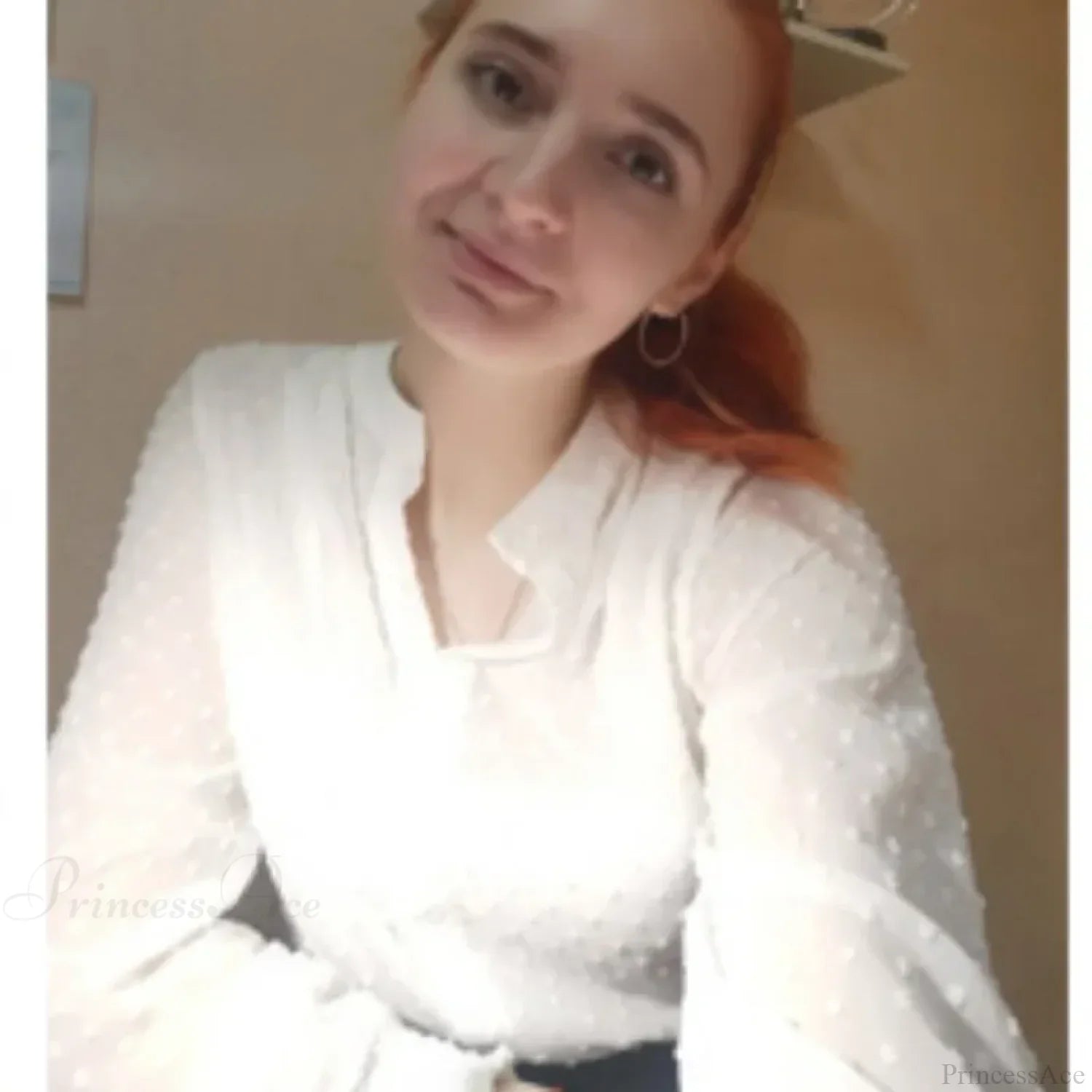 Spring Long Sleeve White Office Blouse