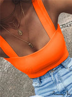 Square Neck Sleeveless Summer Crop Women Black Casual Basic T Shirt Off Shoulder Cami Sexy Backless Tank top