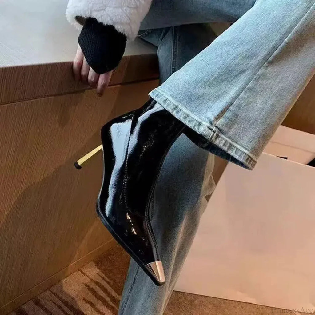 Star Fashion Gothic Metal Square Toe Ankle Boot
