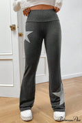 Star Print High Waist Slim Flare Pants