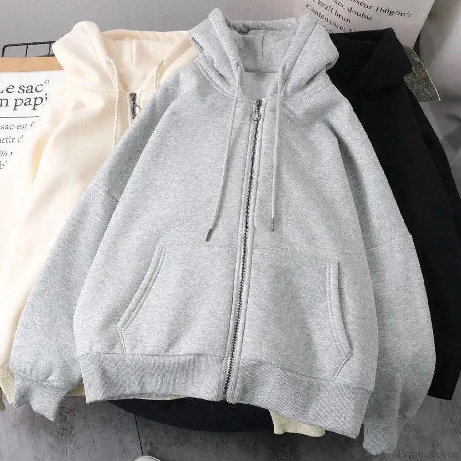 Star Print Retro Zipper Hoodie