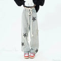 Stars Embroidery High Waist Jeans Pants