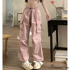 Straight Trousers Fashion Wide Leg Pockets Joggers Trousers