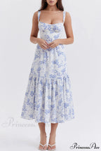Strap A-Hem Stylish Floral Midi Dress