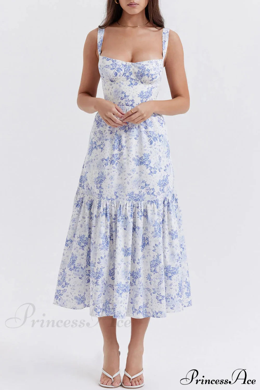 Strap A-Hem Stylish Floral Midi Dress