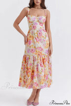 Strap A-Hem Stylish Floral Midi Dress