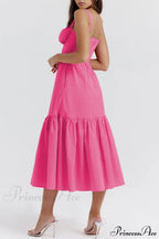 Strap Solid Color Charming A-Hem Midi Dress