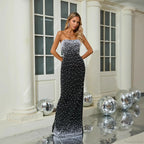 Strapless Beaded Slim Fit Floor Length Prom Dress