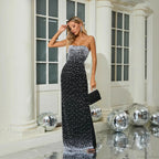 Strapless Beaded Slim Fit Floor Length Prom Dress