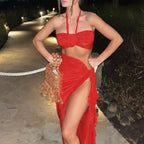 Strapless Pleated Bikini Set