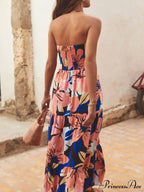 Strapless Printed Stylish Maxi Dress