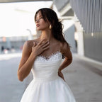Strapless Sweet Lace Long Train Wedding Dress