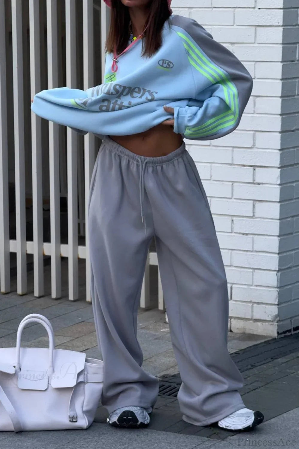 Street Style Colorful Stand Collar Oversized Comfy Two Piece Set