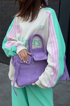 Street Style Colorful Stand Collar Oversized Comfy Two Piece Set