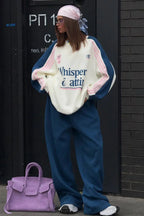 Street Style Colorful Stand Collar Oversized Comfy Two Piece Set